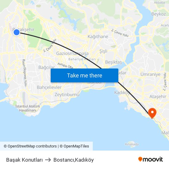 Başak Konutları to Bostancı,Kadıköy map