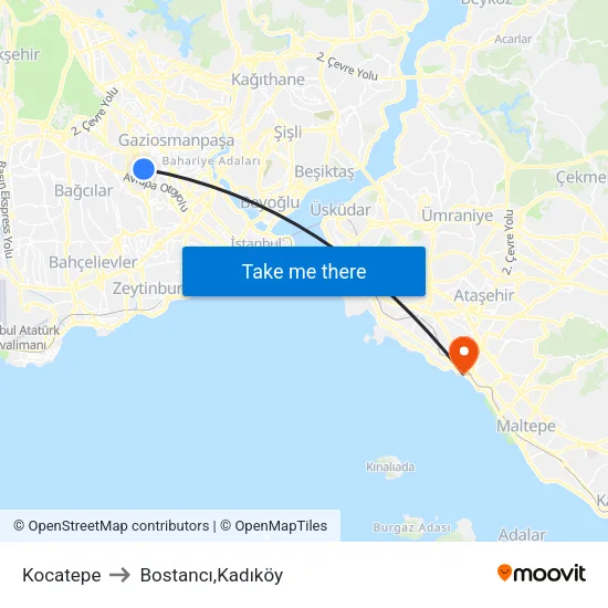 Kocatepe to Bostancı,Kadıköy map