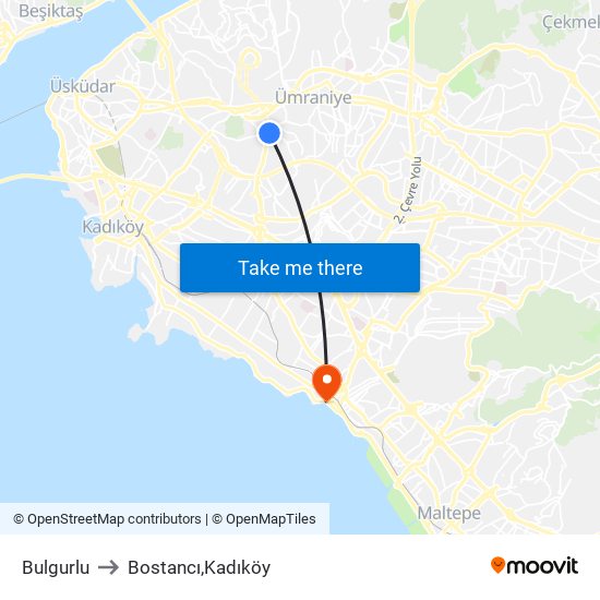 Bulgurlu to Bostancı,Kadıköy map