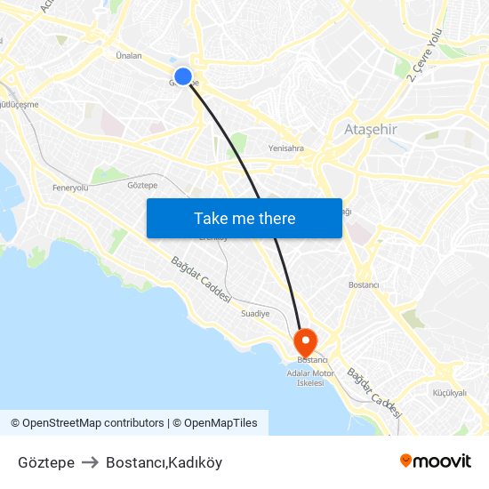 Göztepe to Bostancı,Kadıköy map