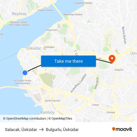 Salacak, Üsküdar to Bulgurlu, Üsküdar map