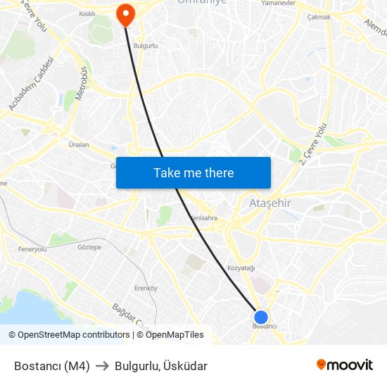 Bostancı (M4) to Bulgurlu, Üsküdar map