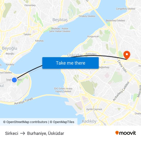Sirkeci to Burhaniye, Üsküdar map