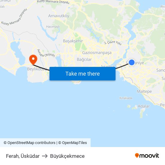 Ferah, Üsküdar to Büyükçekmece map