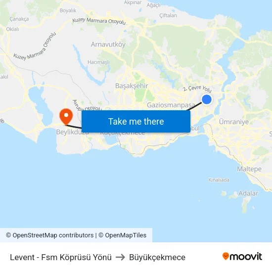 Levent - Fsm Köprüsü Yönü to Büyükçekmece map