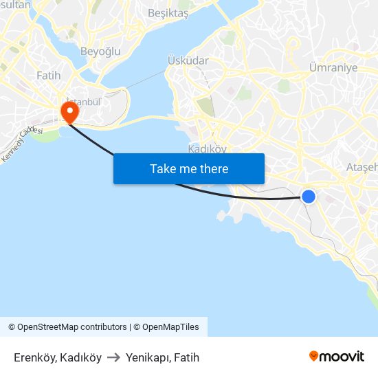 Erenköy, Kadıköy to Yenikapı, Fatih map