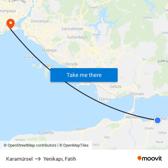 Karamürsel to Yenikapı, Fatih map