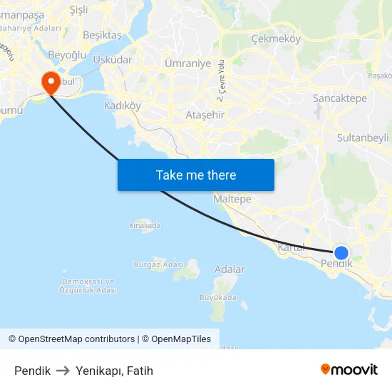 Pendik to Yenikapı, Fatih map