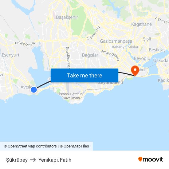 Şükrübey to Yenikapı, Fatih map