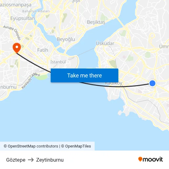 Göztepe to Zeytinburnu map