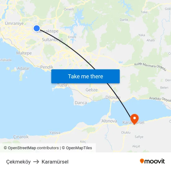 Çekmeköy to Karamürsel map