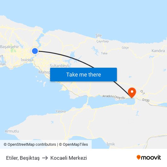 Etiler, Beşiktaş to Kocaeli Merkezi map