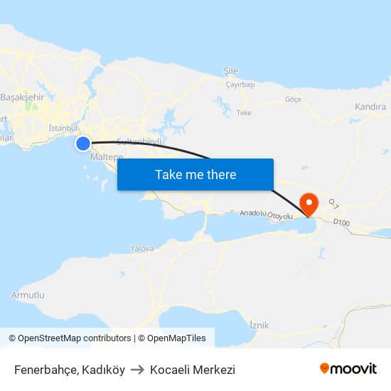Fenerbahçe, Kadıköy to Kocaeli Merkezi map