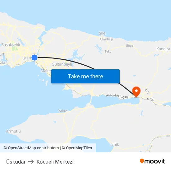 Üsküdar to Kocaeli Merkezi map