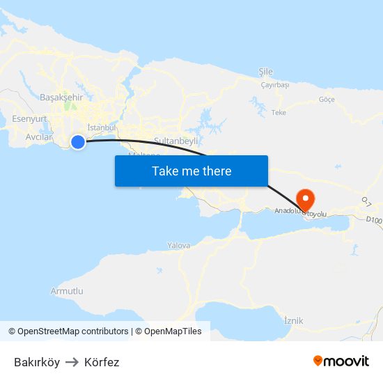 Bakırköy to Körfez map