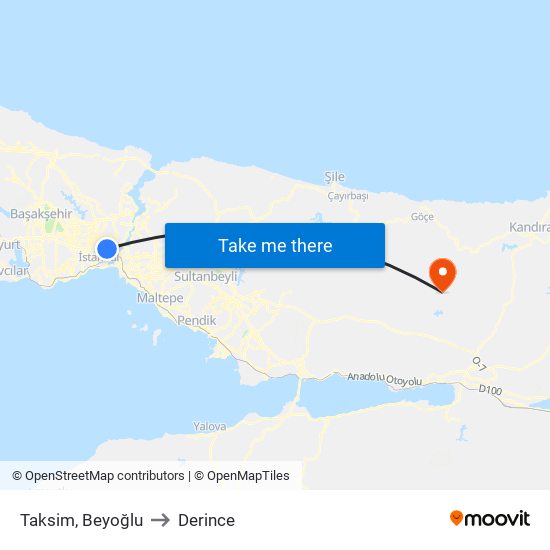 Taksim, Beyoğlu to Derince map