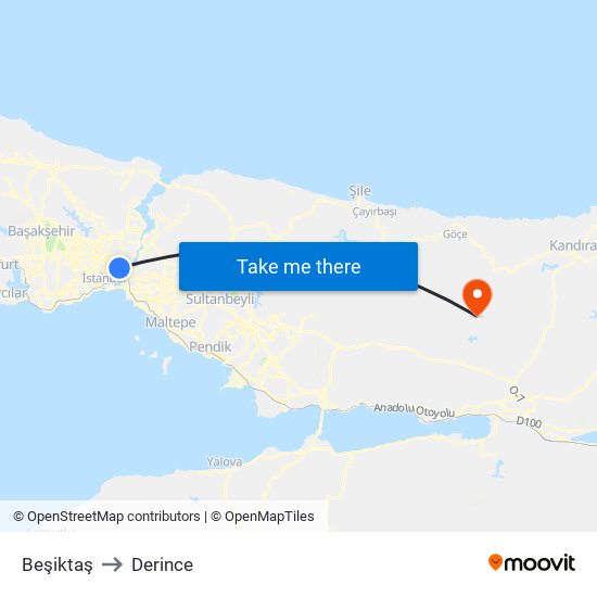 Beşiktaş to Derince map
