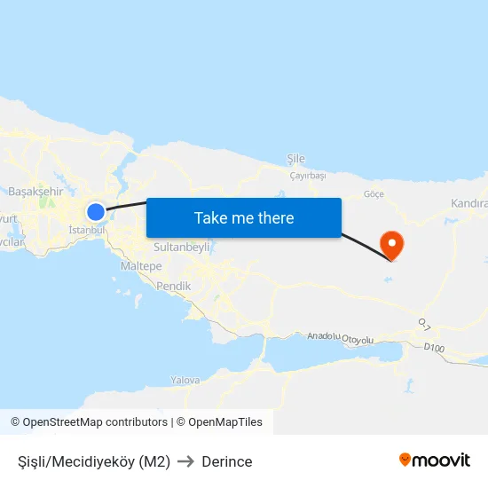 Şişli/Mecidiyeköy (M2) to Derince map