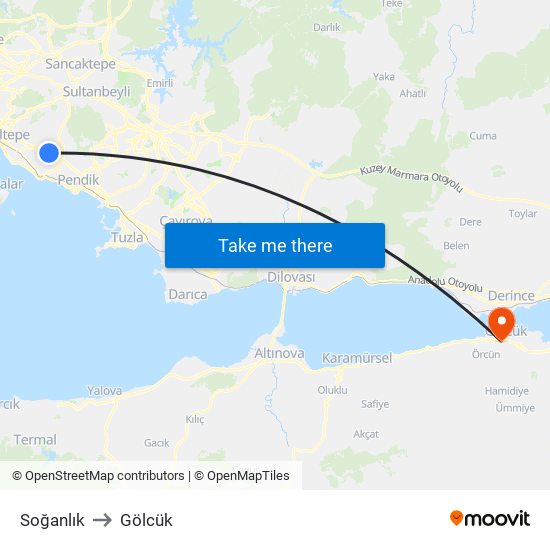 Soğanlık to Gölcük map