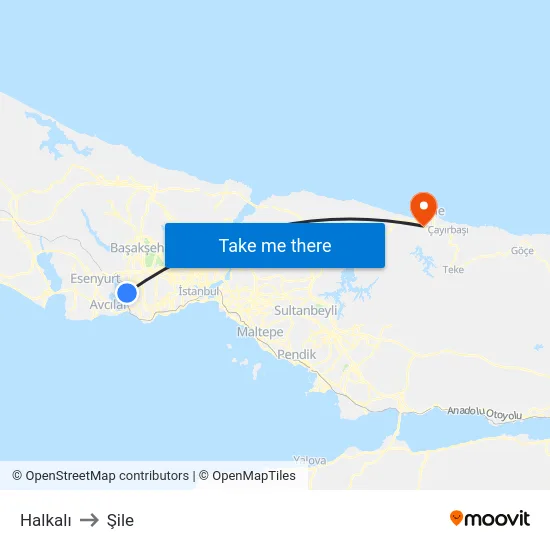 Halkalı to Şile map