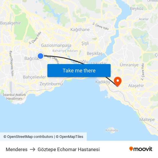 Menderes to Göztepe Echomar Hastanesi map