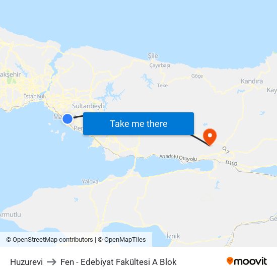 Huzurevi to Fen - Edebiyat Fakültesi A Blok map