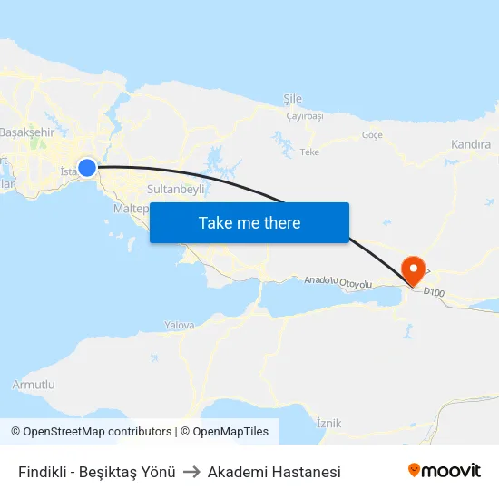 Fındıklı - Beşiktaş Yönü to Akademi Hastanesi map