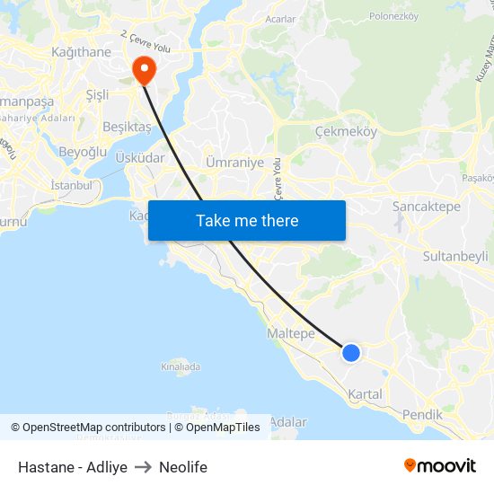 Hastane - Adliye to Neolife map