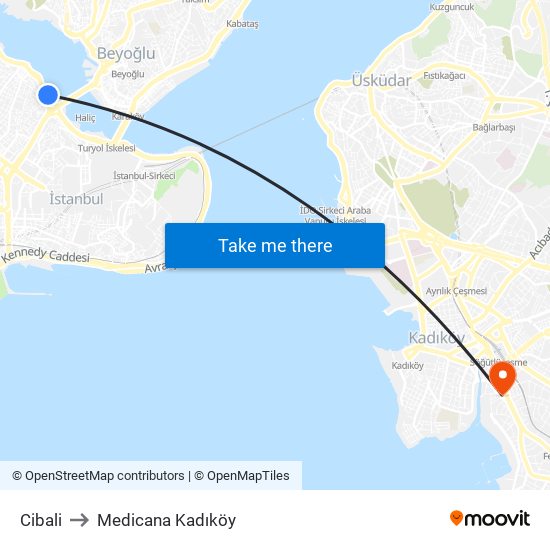 Cibali to Medicana Kadıköy map