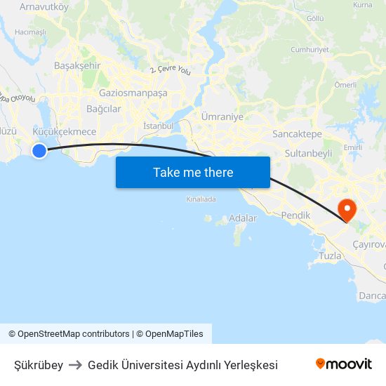 Şükrübey to Gedik Üniversitesi Aydınlı Yerleşkesi map