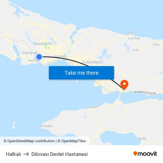 Halkalı to Dilovası Devlet Hastanesi map