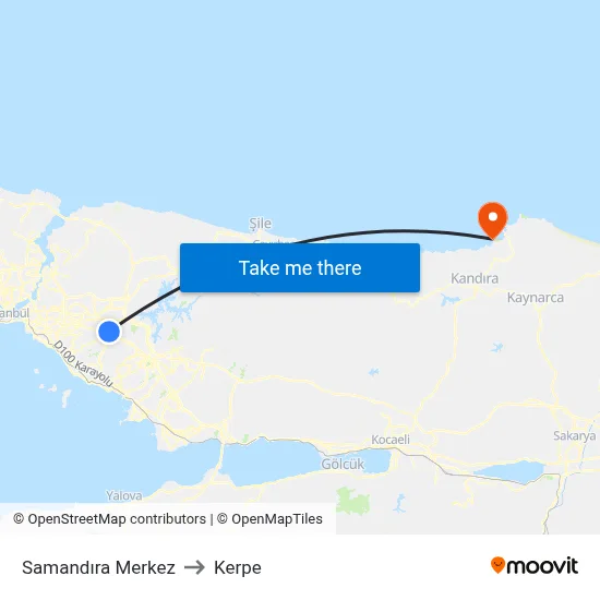 Samandıra Merkez to Kerpe map