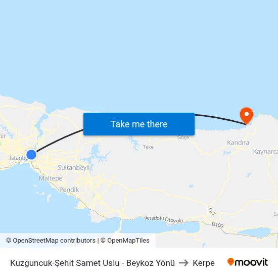 Kuzguncuk-Şehit Samet Uslu - Beykoz Yönü to Kerpe map
