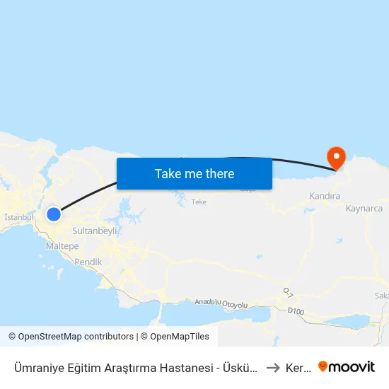 Ümraniye Eğitim Araştırma Hastanesi - Üsküdar Yönü to Kerpe map