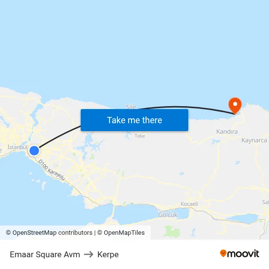 Emaar Square Avm to Kerpe map