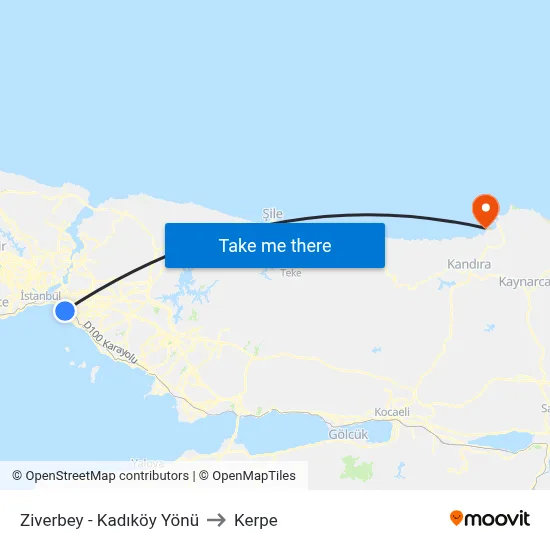 Ziverbey - Kadıköy Yönü to Kerpe map