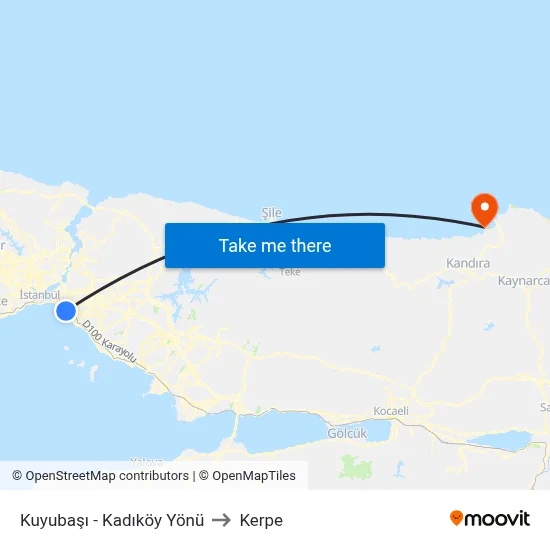 Kuyubaşı - Kadıköy Yönü to Kerpe map