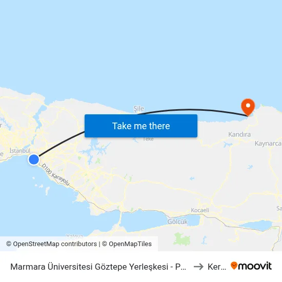 Marmara Üniversitesi Göztepe Yerleşkesi - Pendik Yönü to Kerpe map