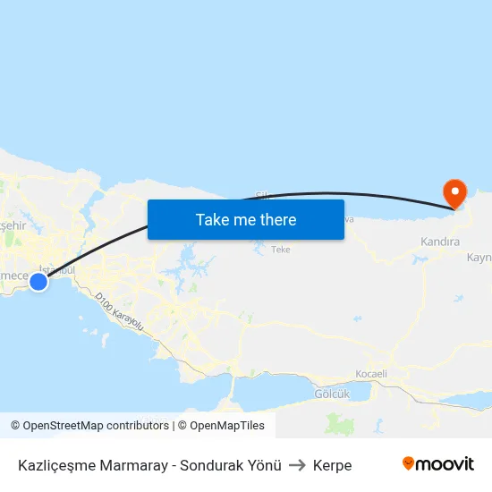 Kazliçeşme Marmaray - Sondurak Yönü to Kerpe map