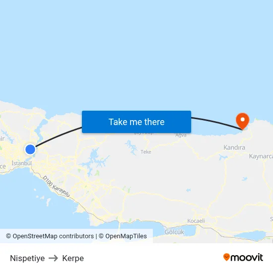 Nispetiye to Kerpe map
