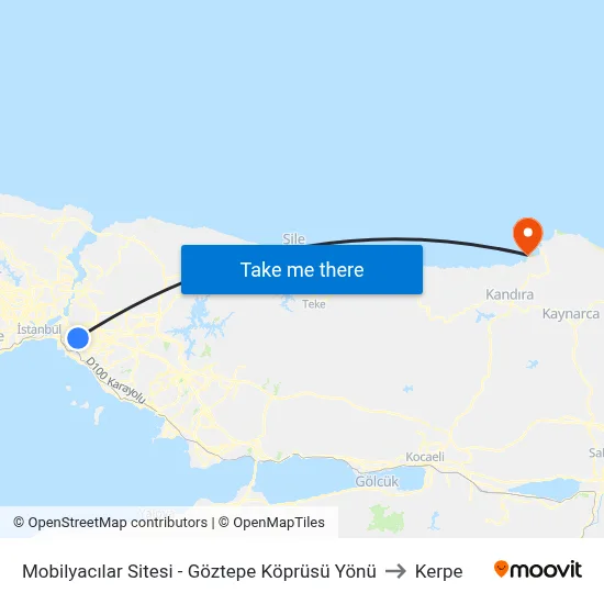 Mobilyacılar Sitesi - Göztepe Köprüsü Yönü to Kerpe map