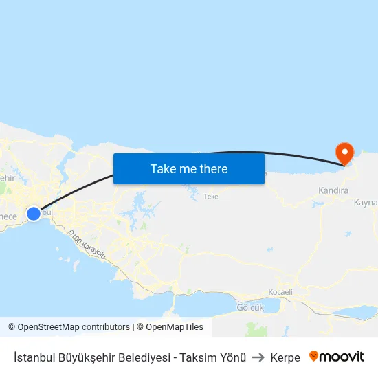 İstanbul Büyükşehir Belediyesi - Taksim Yönü to Kerpe map