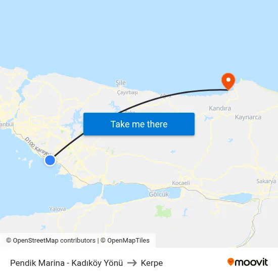 Pendik Marina - Kadıköy Yönü to Kerpe map