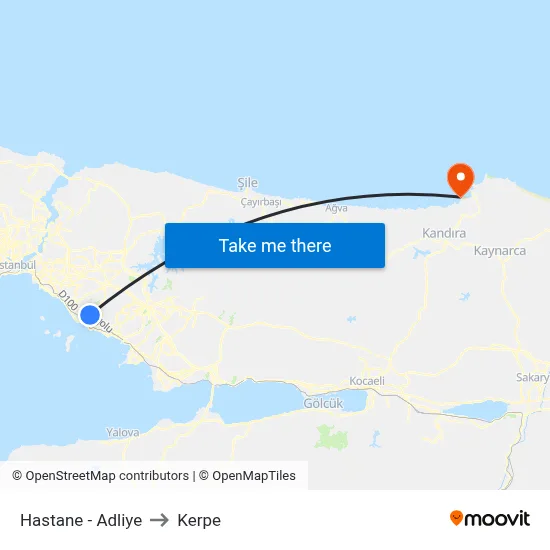 Hastane - Adliye to Kerpe map