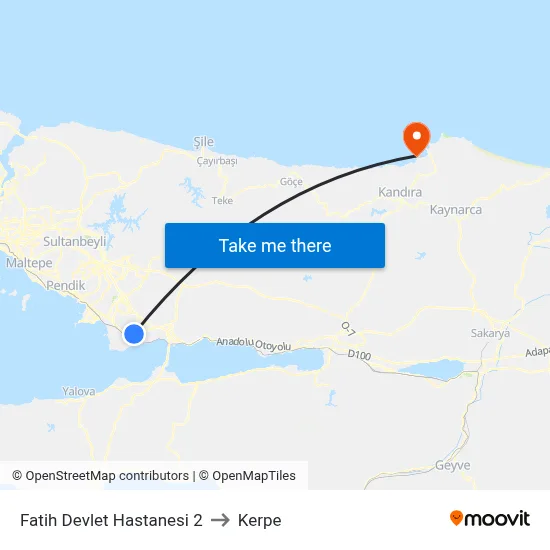 Fatih Devlet Hastanesi 2 to Kerpe map