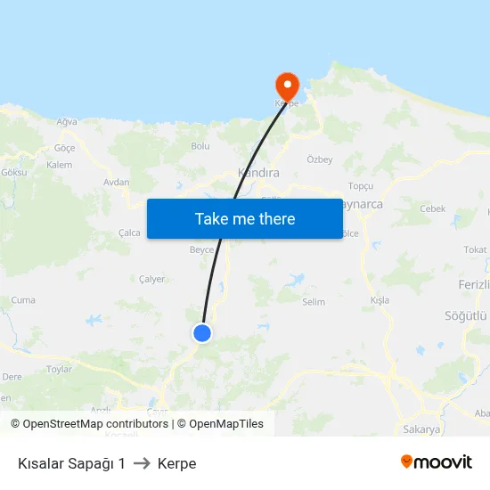 Kısalar Sapağı 1 to Kerpe map