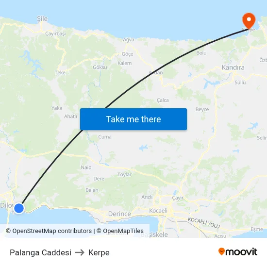 Palanga Caddesi to Kerpe map