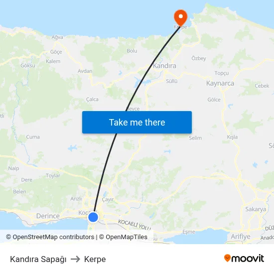 Kandıra Sapağı to Kerpe map