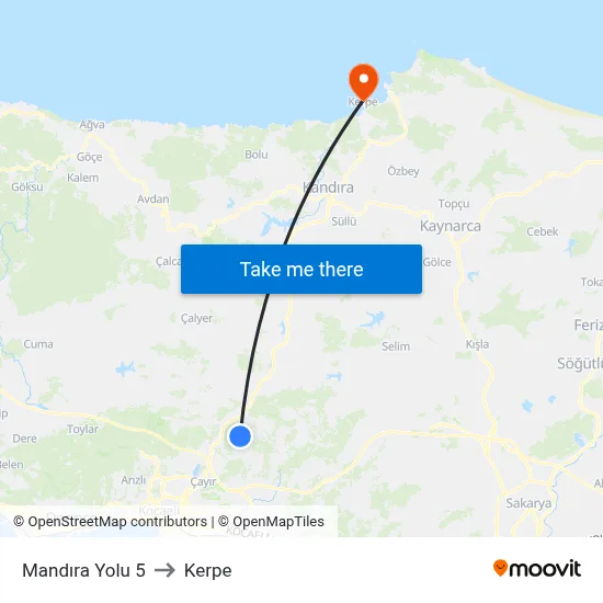 Mandıra Yolu 5 to Kerpe map