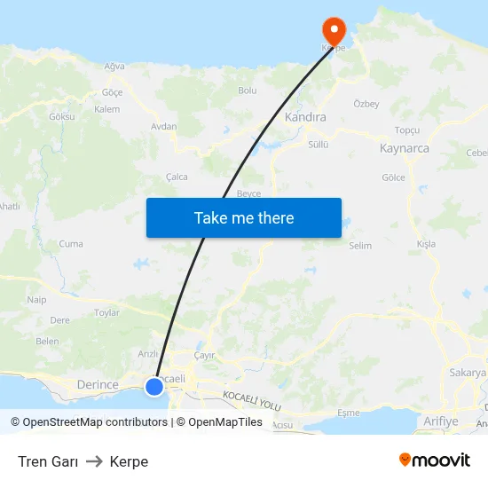 Tren Garı to Kerpe map